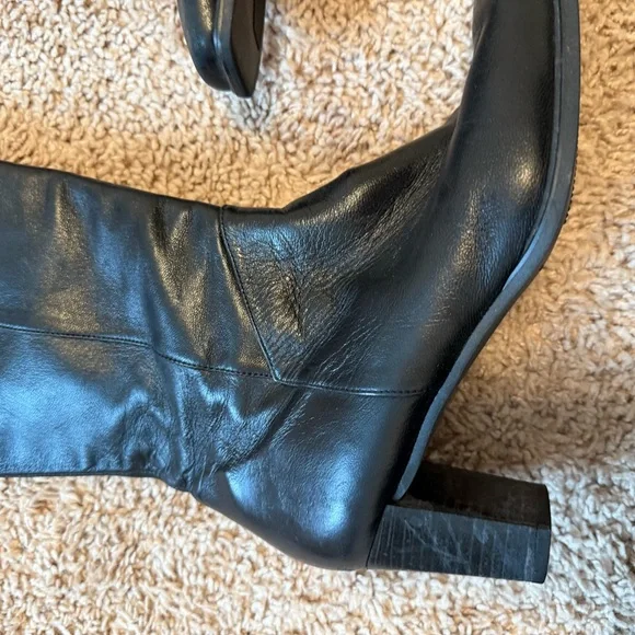 Stuart Weitzman Y2K Leather Stacked Heel Boots Size 8 - Picture 3 of 10
